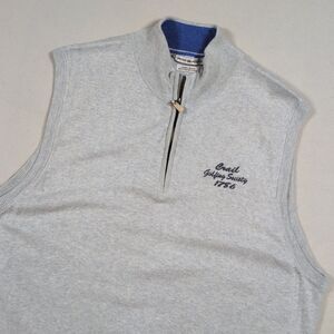 Peter Millar 1/4 Zip Sweater Vest Golf XL Gray Crail Golfing Society Cashmere